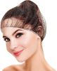 Disposable Nylon Hair Caps 28". Pack of 100 Brown Bouffant Hairnets with Elastic Headband; Unisex Hair Covers; Stretchable Hairnets Insulated Hair Mes