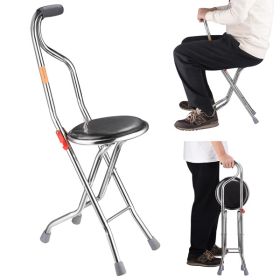 Hold 187.4 Lbs Folding 2-in-1 Folding Cane Seat ,Thickening Travel Seat and Cane, Four-Leg Folding Walking Stick