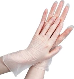 Vinyl Synthetic Gloves. Pack of 100 Powder Free Disposable Cleaning Gloves; Large Size. Clear Ambidextrous Waterproof Food Gloves for Kitchen; Cooking