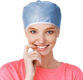 Blue Disposable Surgical Cap. Pack of 100 Disposable Hair Covers PP 30 GSM; Nurses Head Coverings for Surgical Personnel. Scrub Cap for Clinics. Surgi