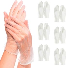 Pack of 100 Vinyl Gloves; Natural color; Small size. Disposable Ambidextrous Gloves. Unisex Transparent Food Gloves for Kitchen; Cooking; Picnics; Sup