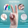 Vinyl Synthetic Gloves. Pack of 100 Powder Free Disposable Cleaning Gloves; Large Size. Clear Ambidextrous Waterproof Food Gloves for Kitchen; Cooking