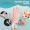 Vinyl Synthetic Gloves. Pack of 100 Powder Free Disposable Cleaning Gloves; Large Size. Clear Ambidextrous Waterproof Food Gloves for Kitchen; Cooking