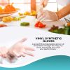 Vinyl Synthetic Gloves. Pack of 100 Powder Free Disposable Cleaning Gloves; Large Size. Clear Ambidextrous Waterproof Food Gloves for Kitchen; Cooking