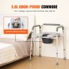 VEVOR Commode Chair, Bedside Commode with Padded Seat and Arms, 7-Level Adjustable Height, 5.8L Removable Bucket, Easy to Assemble, 350 LBS Capacity