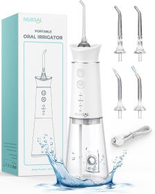 Water Dental Flosser Cordless with Magnetic Charging for Teeth Cleaning, Nursal 7 Clean Settings Portable Rechargeable Oral Irrigator (Color: White)