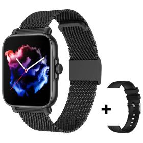 Bluetooth Smart Watch Men Heart Rate Fitness Tracker Watches IP67 Waterproof Women Smartwatch for Android IOS (Color: Mesh belt black)