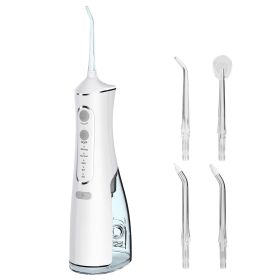 Portable Water Dental Flosser Cordless Rechargeable Dental Oral Irrigator IPX7 Waterproof Teeth Cleaner (Color: White)