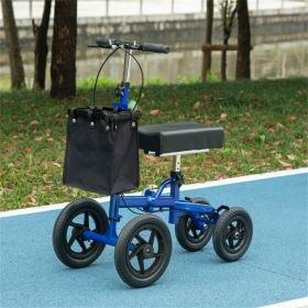 Knee Scooter with Basket,Steerable Knee Walker with Adjustable Height (Color: Electric Blue, Jet Black)